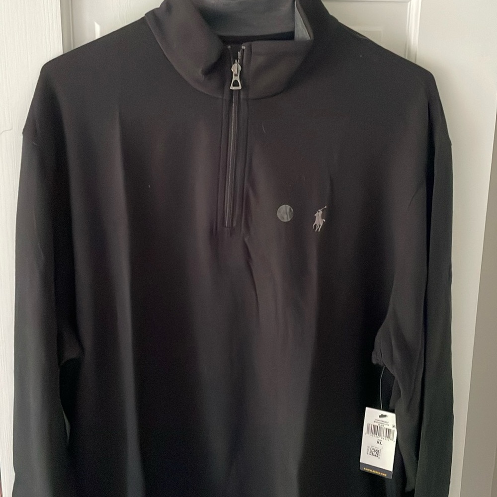 Polo, Ralph Lauren, men’s NWT size XL luxury jersey black quarter zip pullover